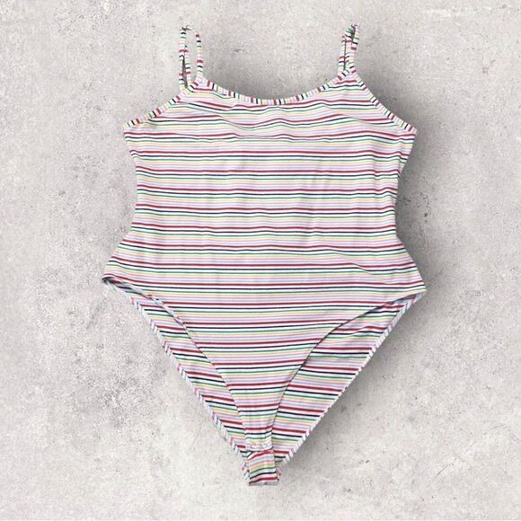 Plus Size Bodysuit Women’s Size 3X Rainbow Open Bow Back Top - Picture 8 of 9